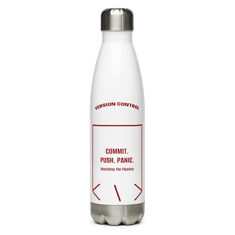 Commit. Push. Panic. — White Maroon back mockup (17 oz)