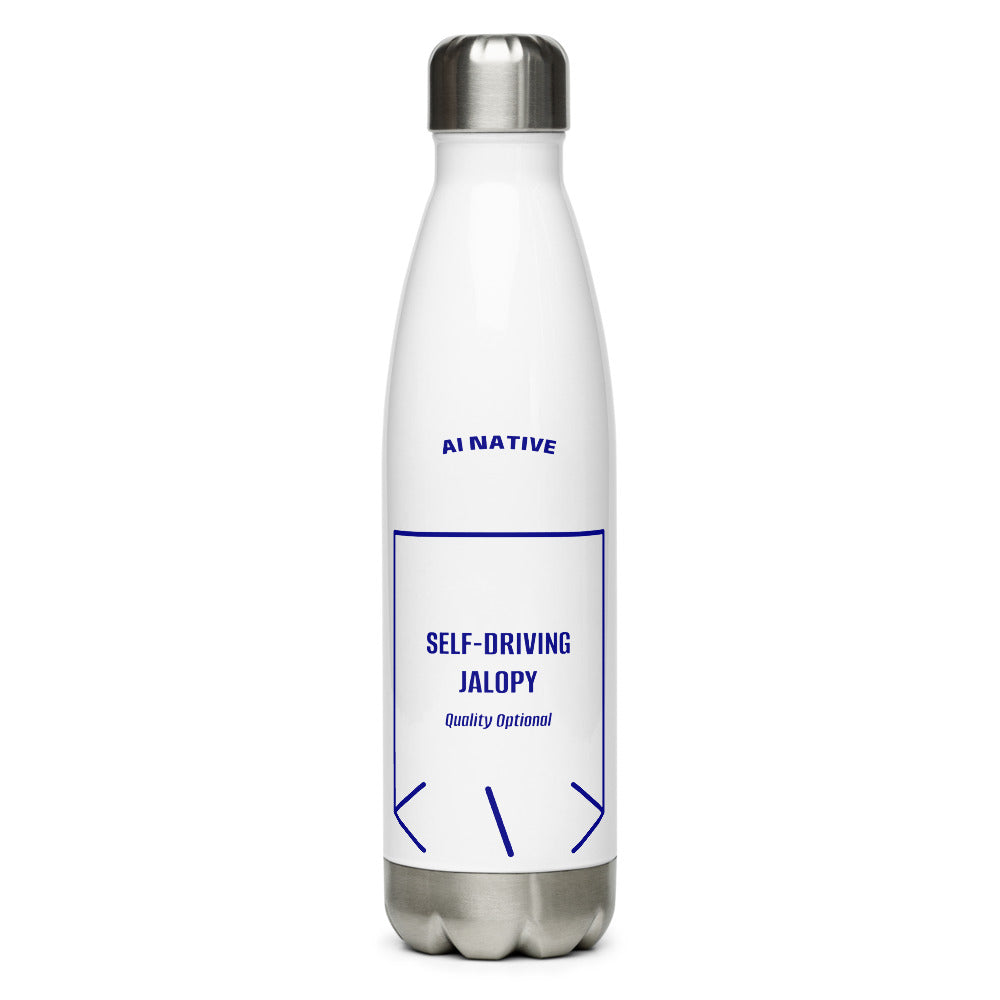Self-Driving Jalopy — White Navy back mockup (17 oz)