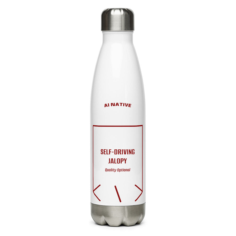 Self-Driving Jalopy — White Maroon back mockup (17 oz)