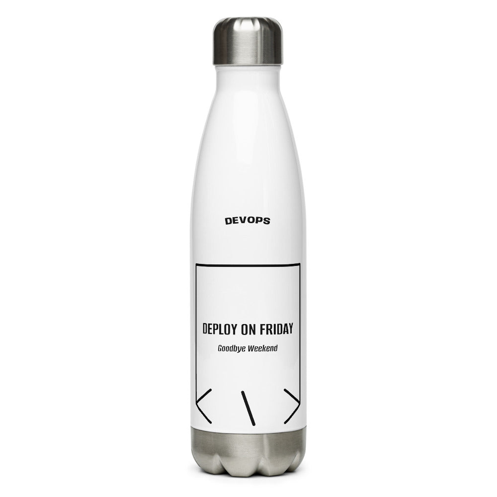 Deploy On Friday — White Black back mockup (17 oz)