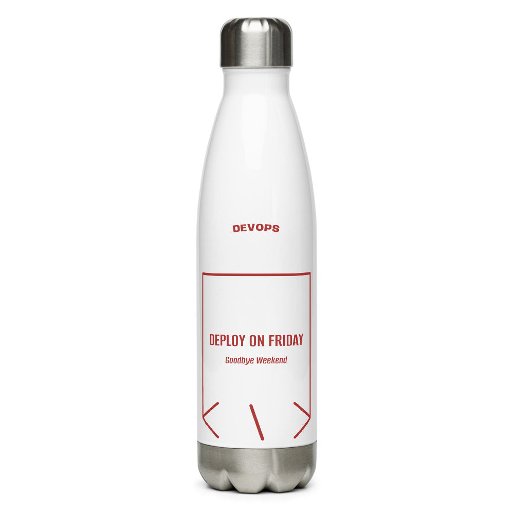 Deploy On Friday — White Brown back mockup (17 oz)