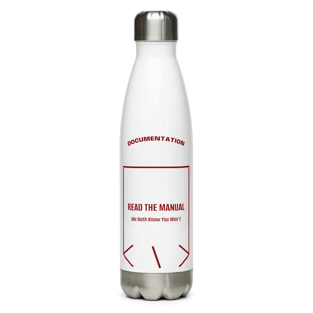 Read The Manual — White Maroon back mockup (17 oz)