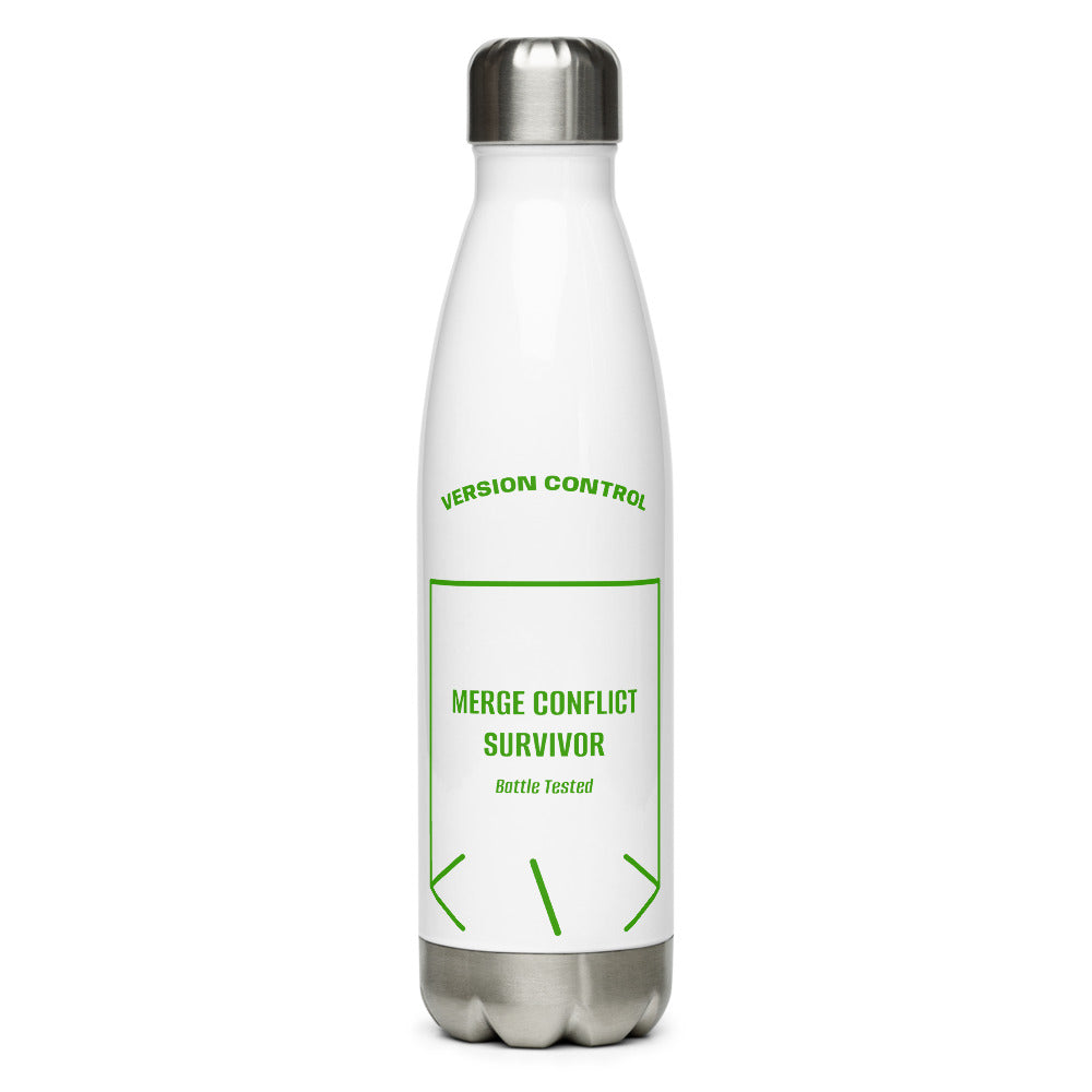 Merge Conflict Survivor — White Green back mockup (17 oz)
