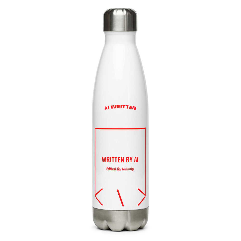 Written By AI — White Red back mockup (17 oz)
