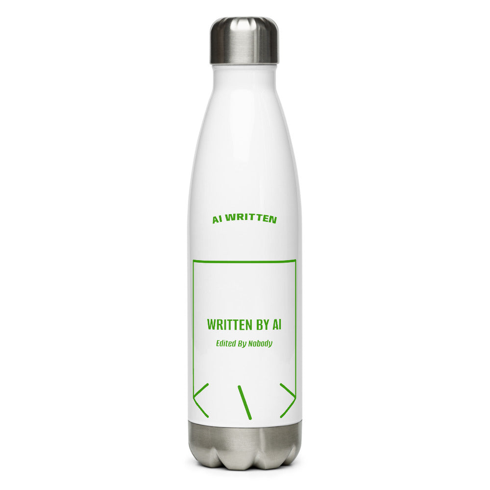 Written By AI — White Green back mockup (17 oz)