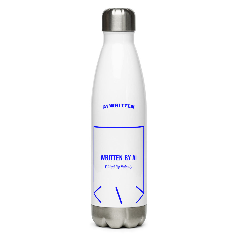 Written By AI — White Blue back mockup (17 oz)