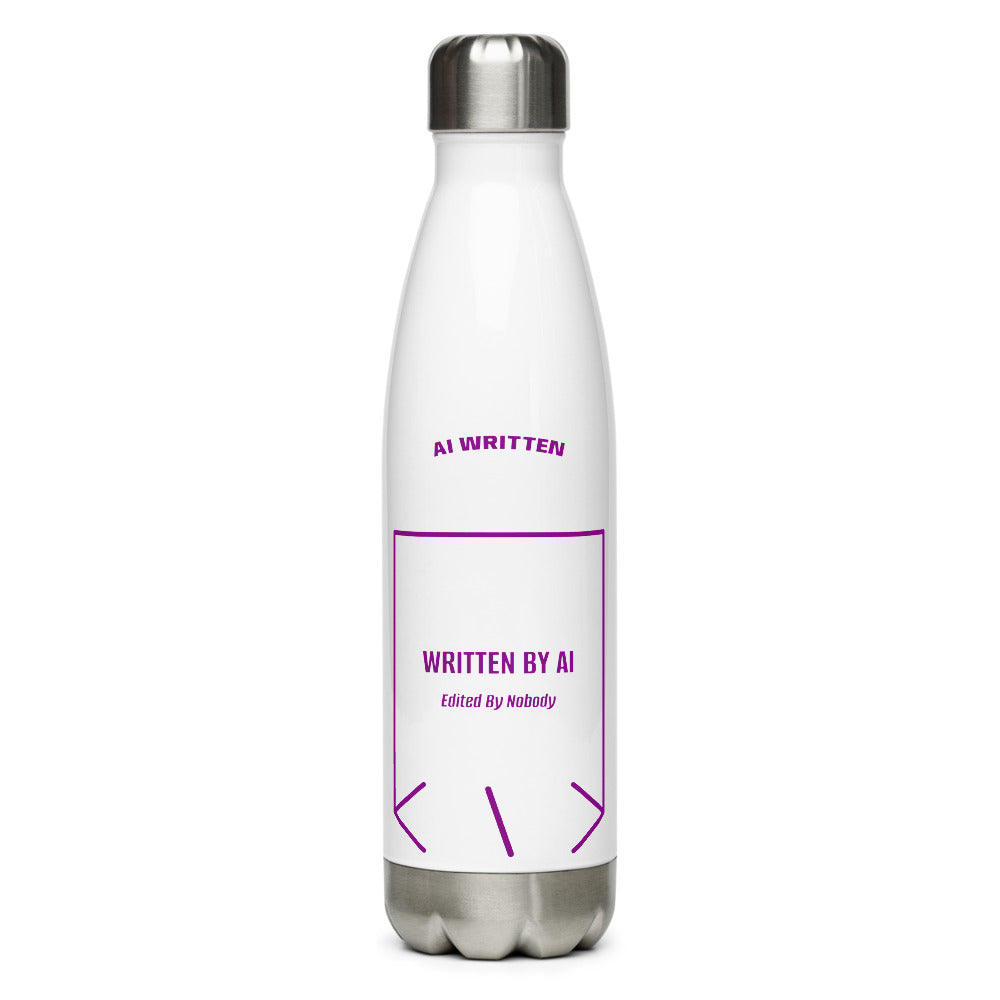 Written By AI — White Purple back mockup (17 oz)