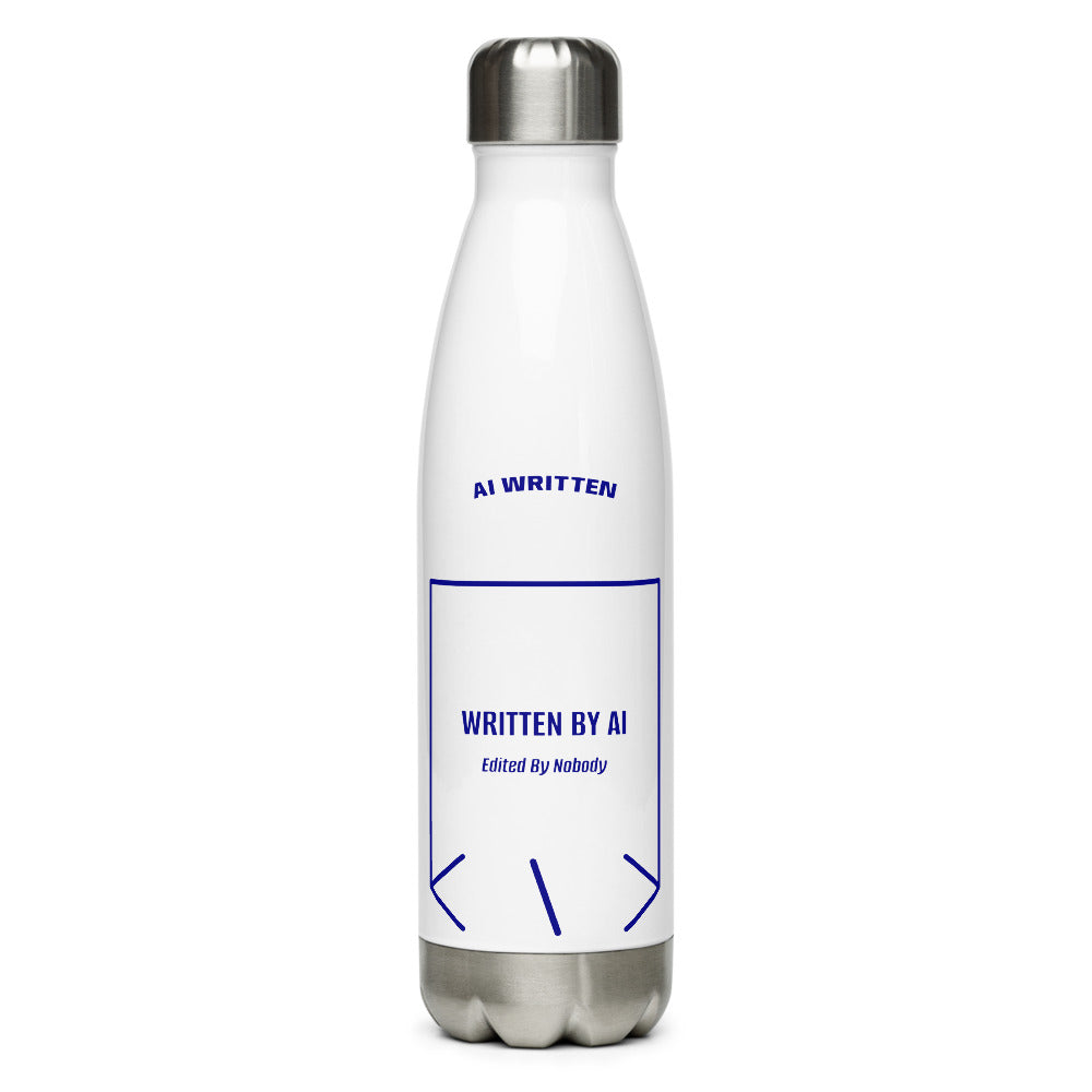 Written By AI — White Navy back mockup (17 oz)