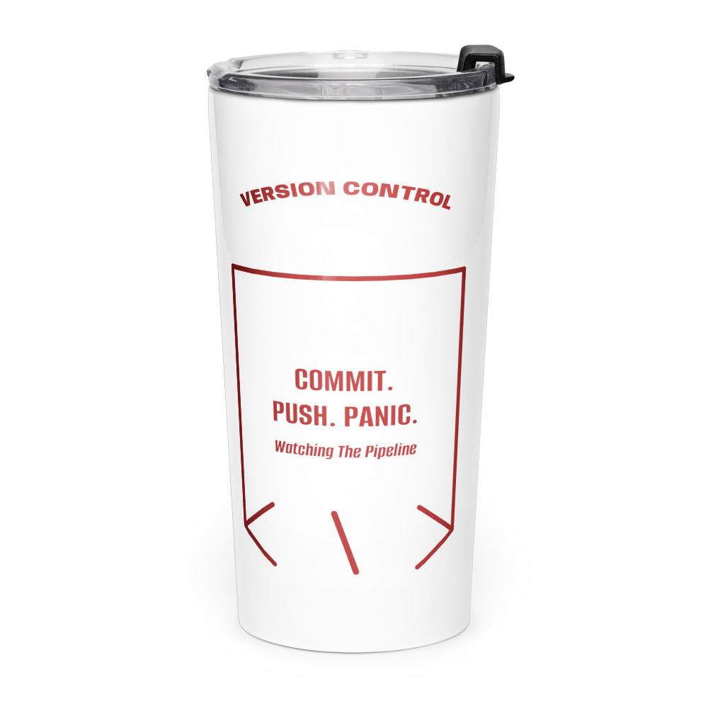 Commit. Push. Panic. — White Brown back mockup (20oz)