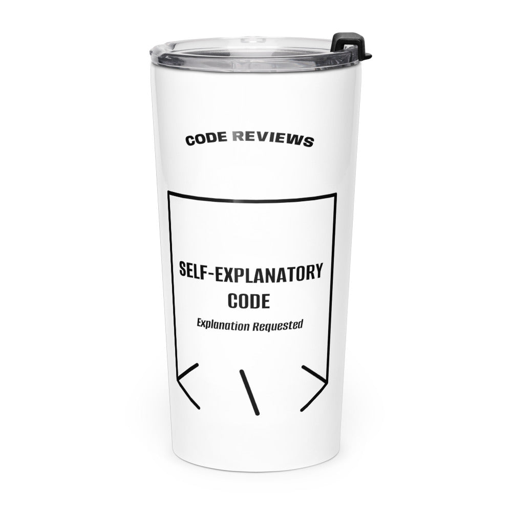 Self-Explanatory Code — White Black back mockup (20oz)