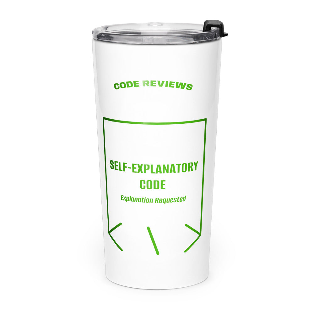 Self-Explanatory Code — White Green back mockup (20oz)