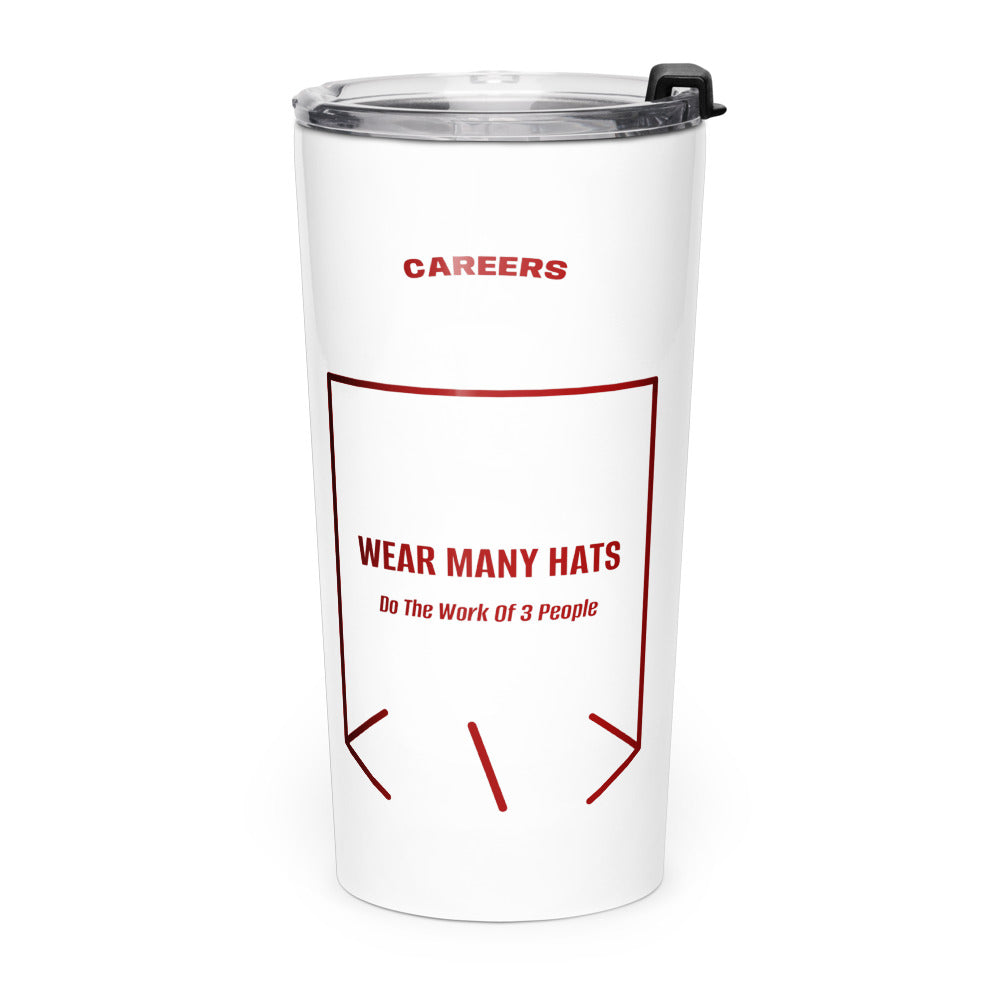 Wear Many Hats — White Maroon back mockup (20oz)