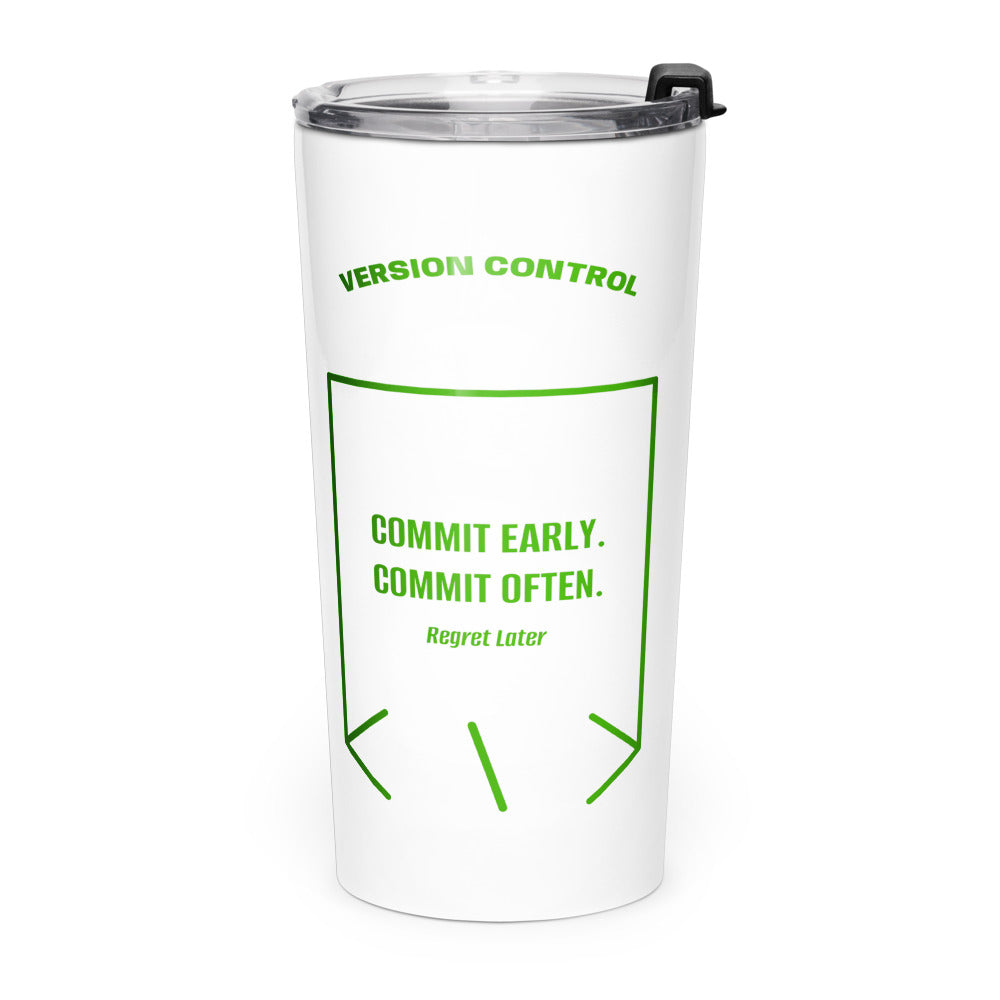 Commit Early. Commit Often. — White Green back mockup (20oz)