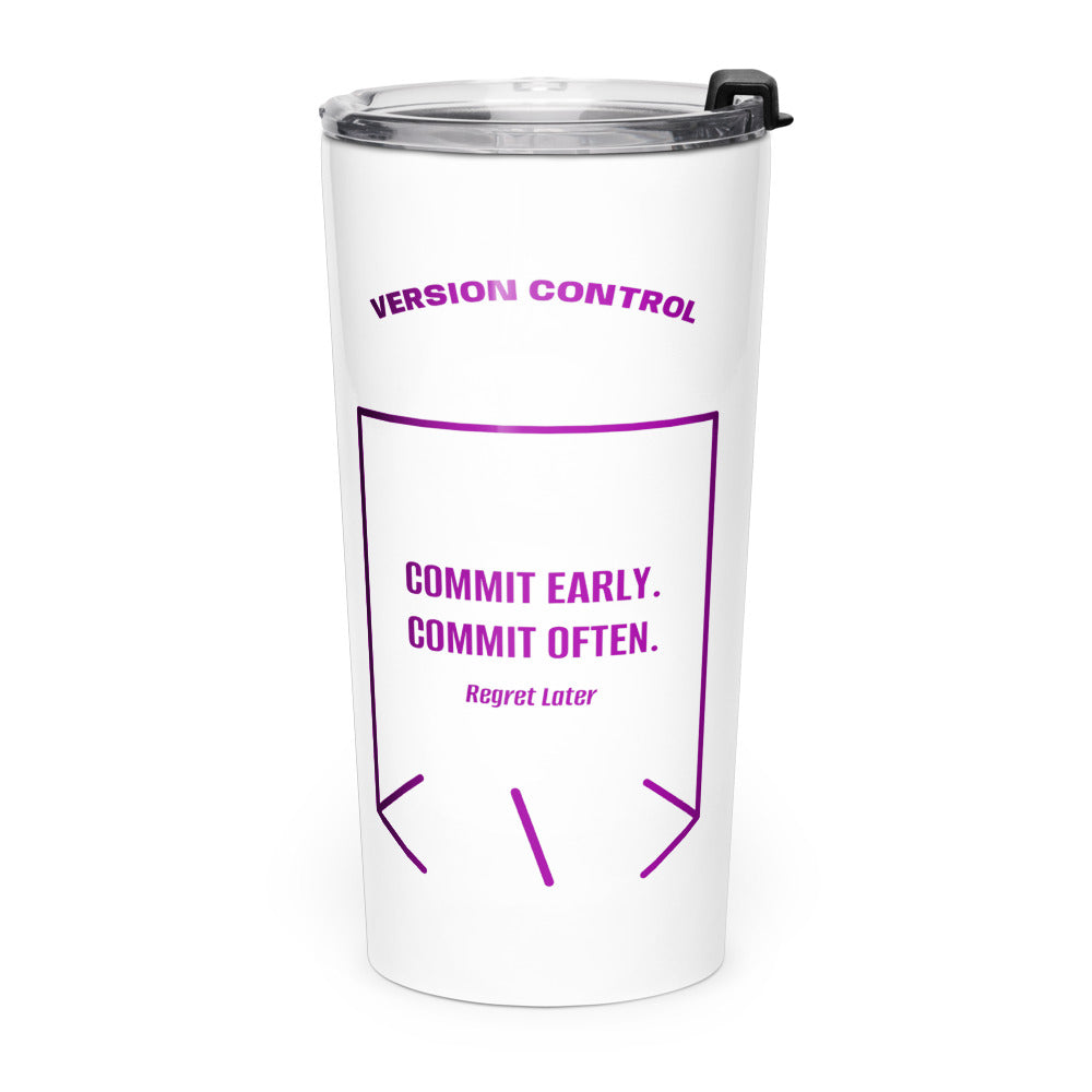 Commit Early. Commit Often. — White Purple back mockup (20oz)