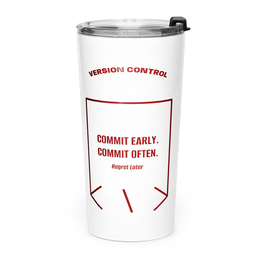 Commit Early. Commit Often. — White Maroon back mockup (20oz)