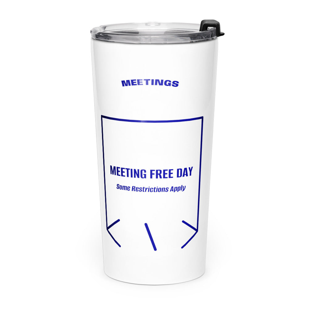 Meeting Free Day — White Navy back mockup (20oz)