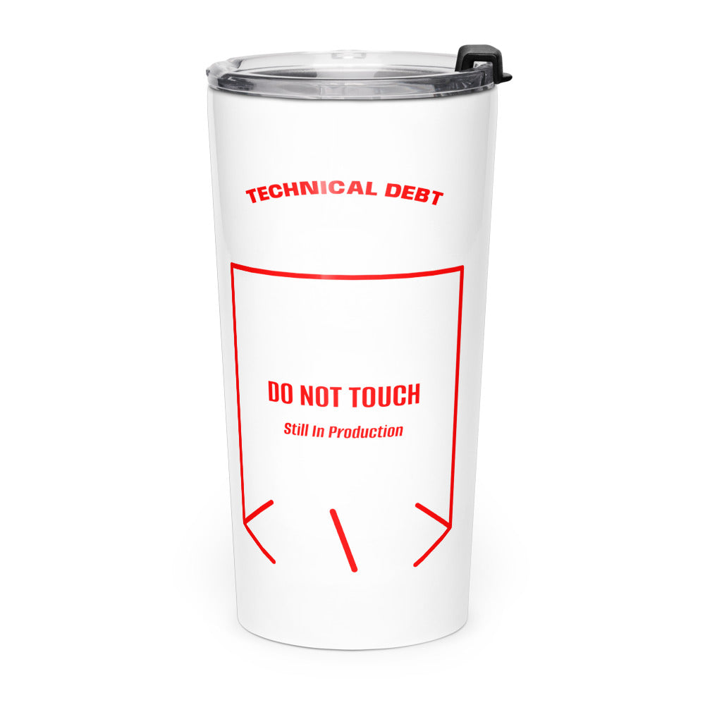 Do Not Touch — White Red back mockup (20oz)