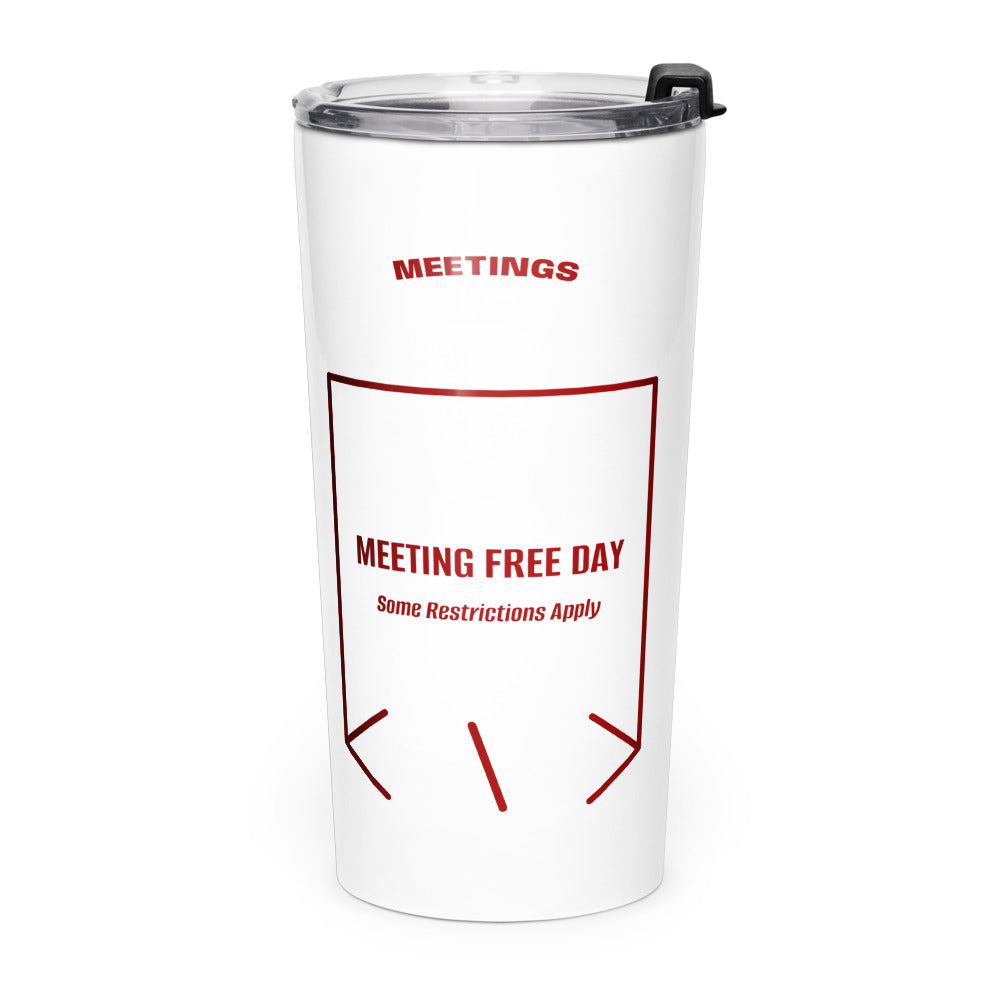 Meeting Free Day — White Maroon back mockup (20oz)
