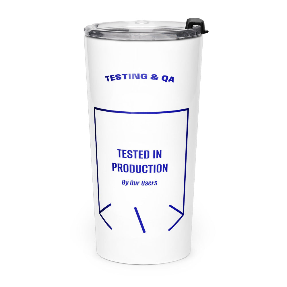 Tested In Production — White Navy back mockup (20oz)