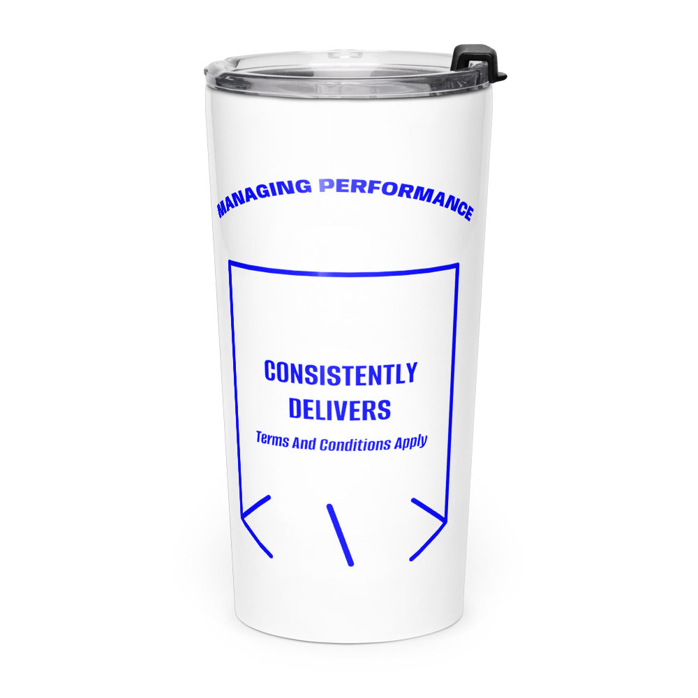 Consistently Delivers — White Blue back mockup (20oz)
