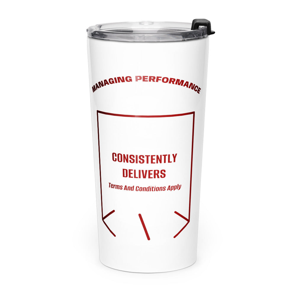 Consistently Delivers — White Maroon back mockup (20oz)