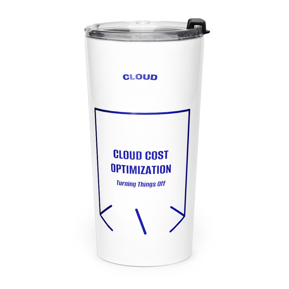 Cloud Cost Optimization — White Navy back mockup (20oz)