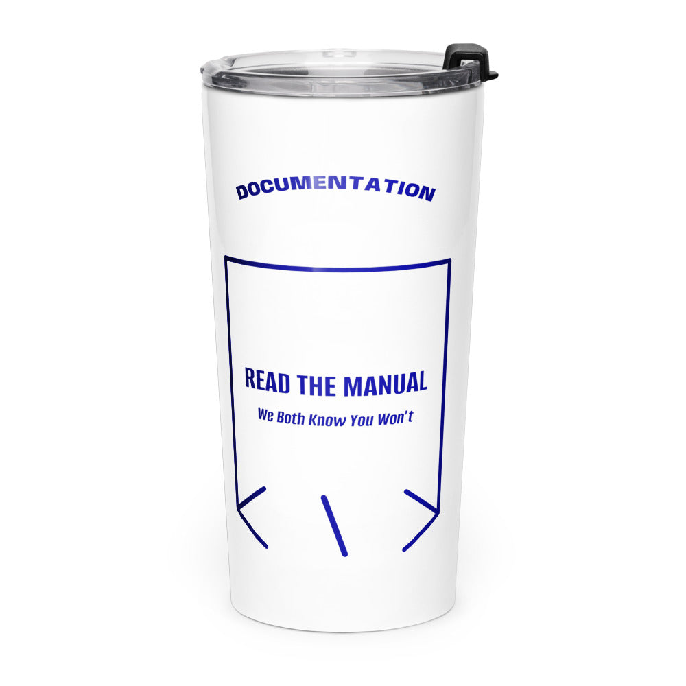 Read The Manual — White Navy back mockup (20oz)