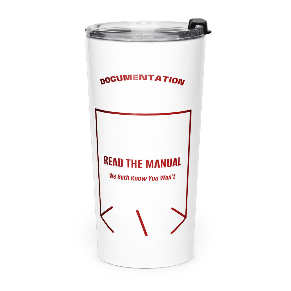 Read The Manual — White Maroon back mockup (20oz)