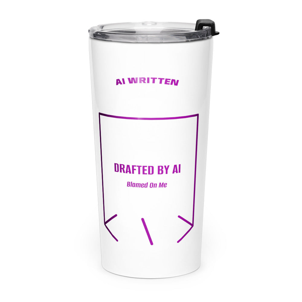 Drafted By AI — White Purple back mockup (20oz)