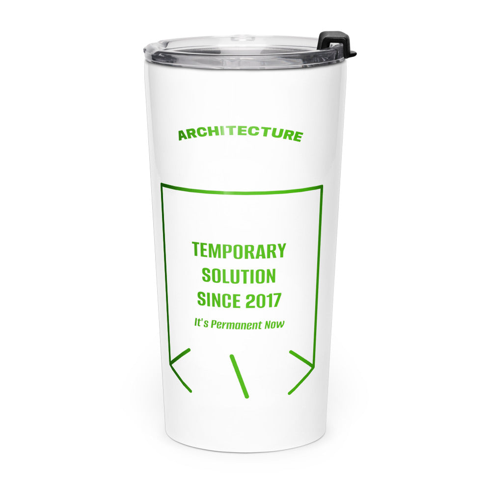 Temporary Solution Since 2017 — White Green back mockup (20oz)