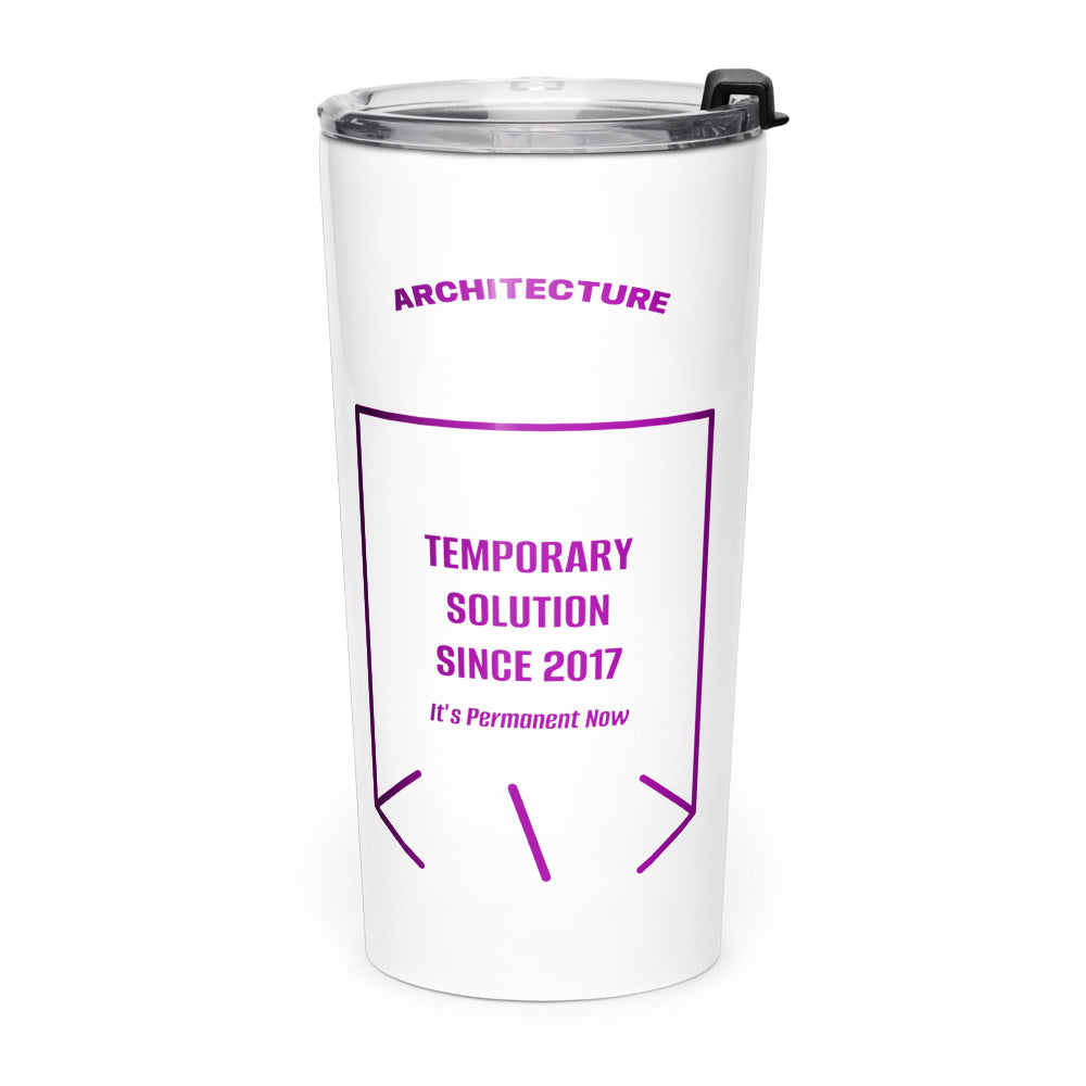 Temporary Solution Since 2017 — White Purple back mockup (20oz)