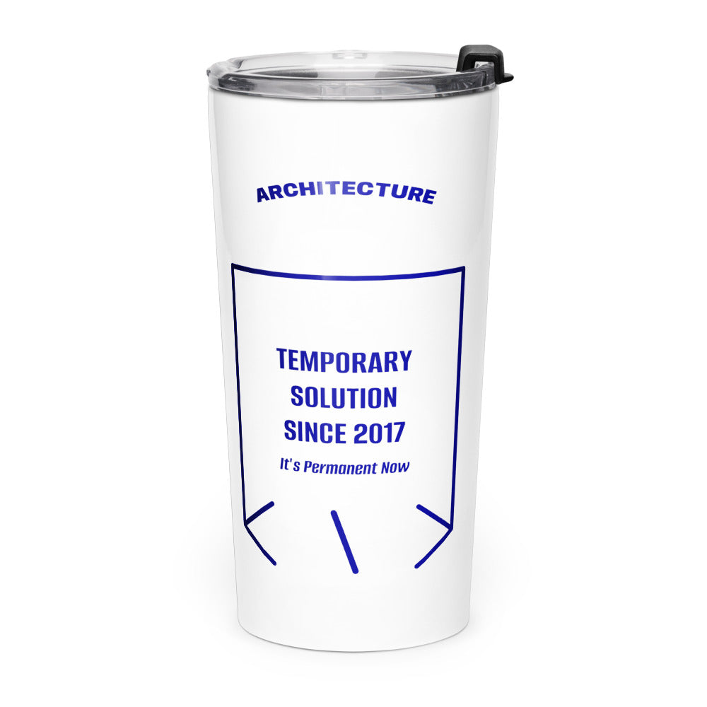 Temporary Solution Since 2017 — White Navy back mockup (20oz)