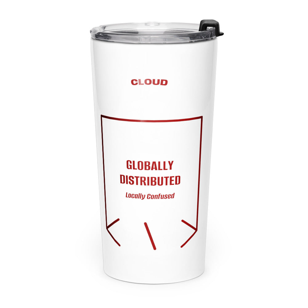 Globally Distributed — White Maroon back mockup (20oz)