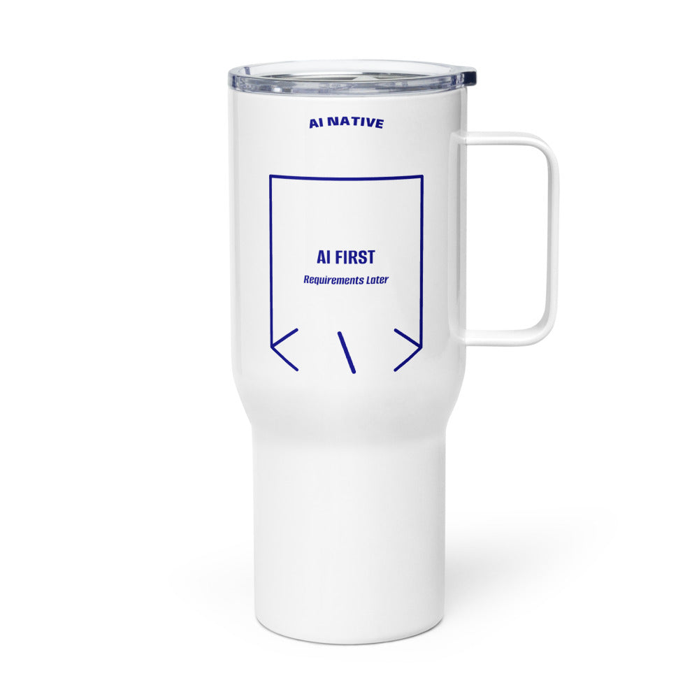 AI First — White Navy back mockup (25 oz)