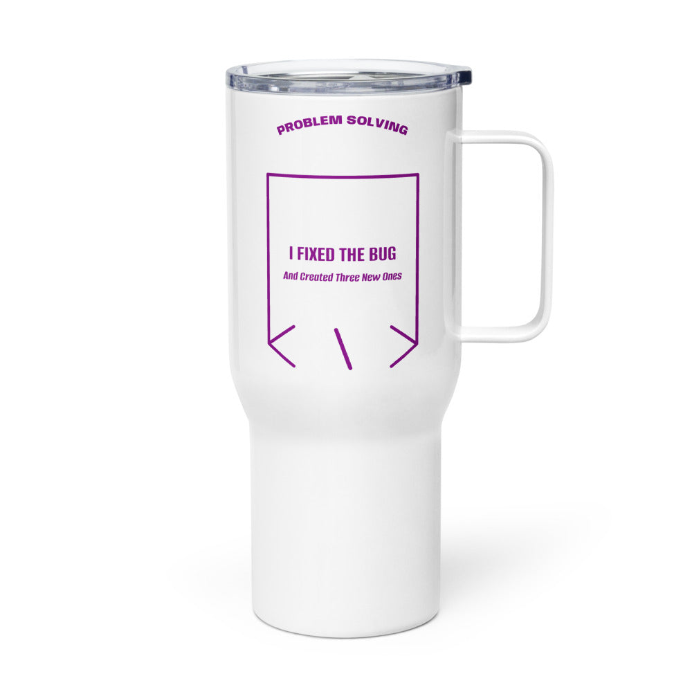 I Fixed The Bug — White Purple back mockup (25 oz)