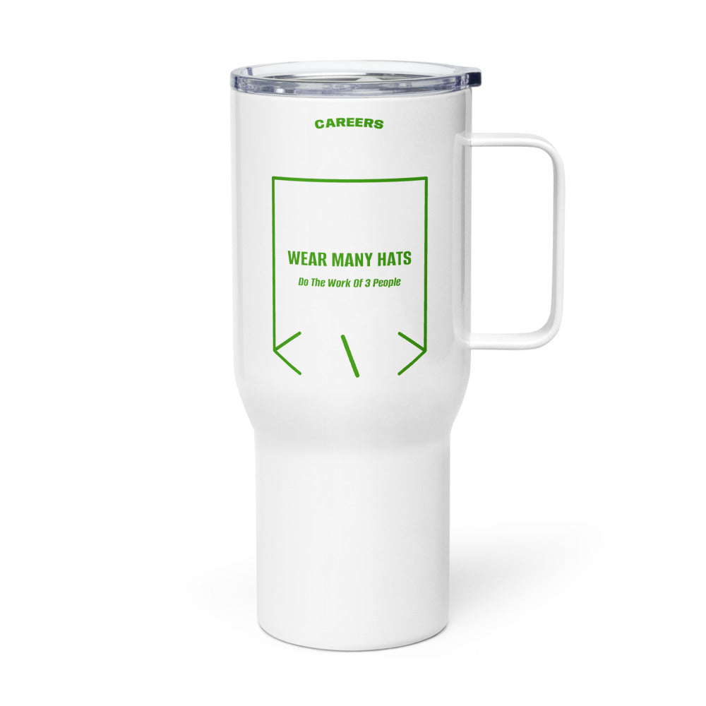 Wear Many Hats — White Green back mockup (25 oz)