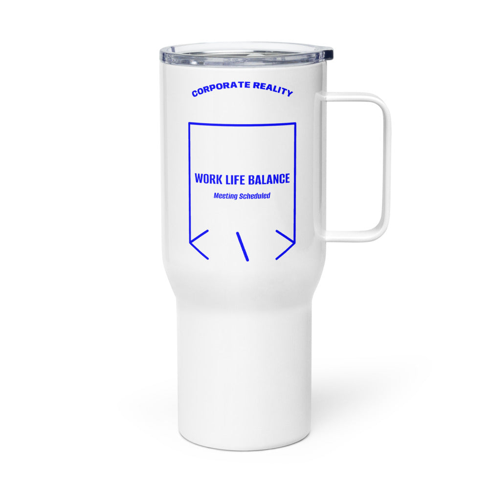 Work Life Balance — White Blue back mockup (25 oz)
