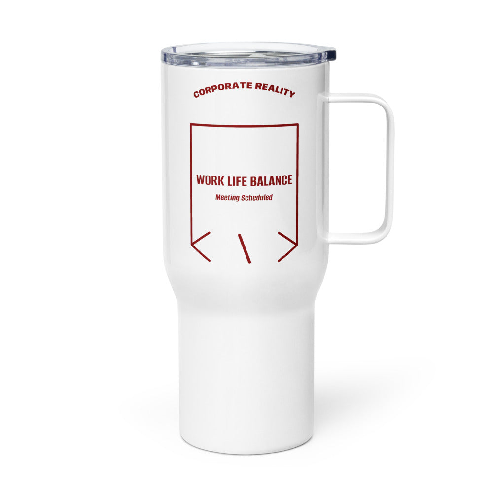 Work Life Balance — White Maroon back mockup (25 oz)
