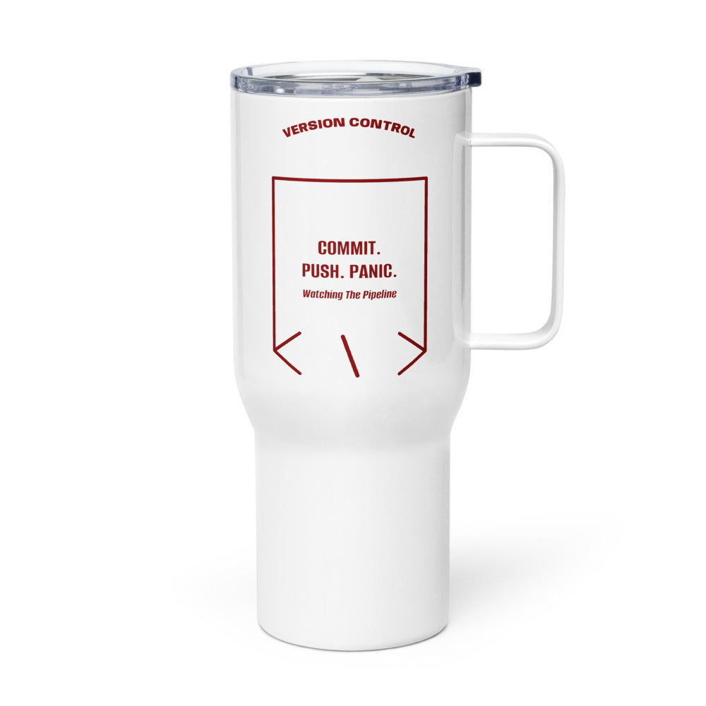 Commit. Push. Panic. — White Maroon back mockup (25 oz)
