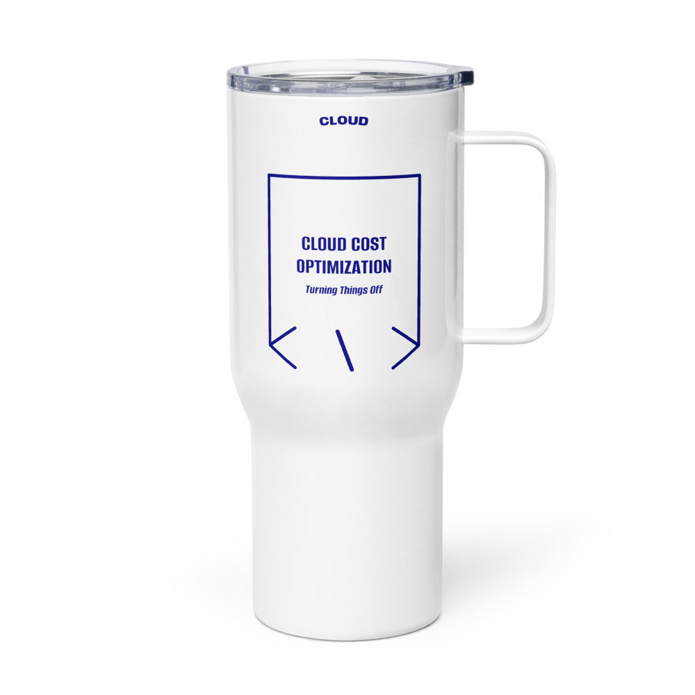 Cloud Cost Optimization — White Navy back mockup (25 oz)