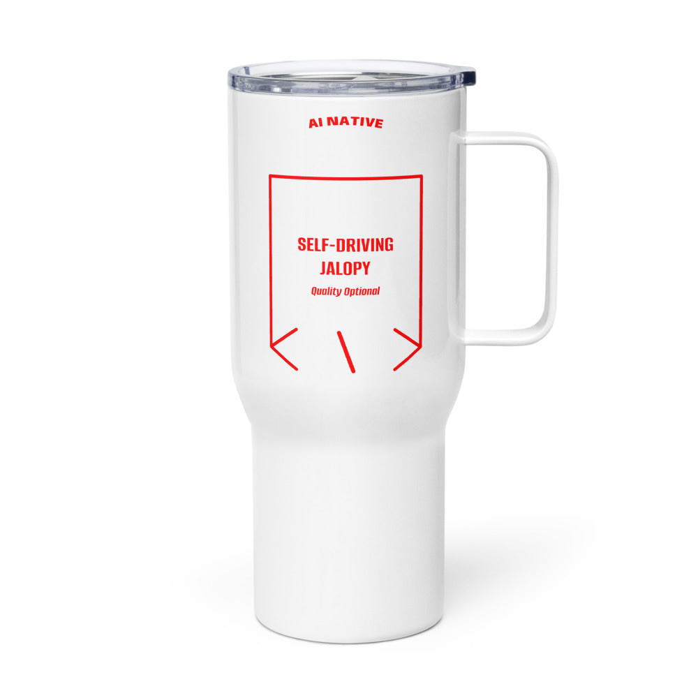 Self-Driving Jalopy — White Red back mockup (25 oz)