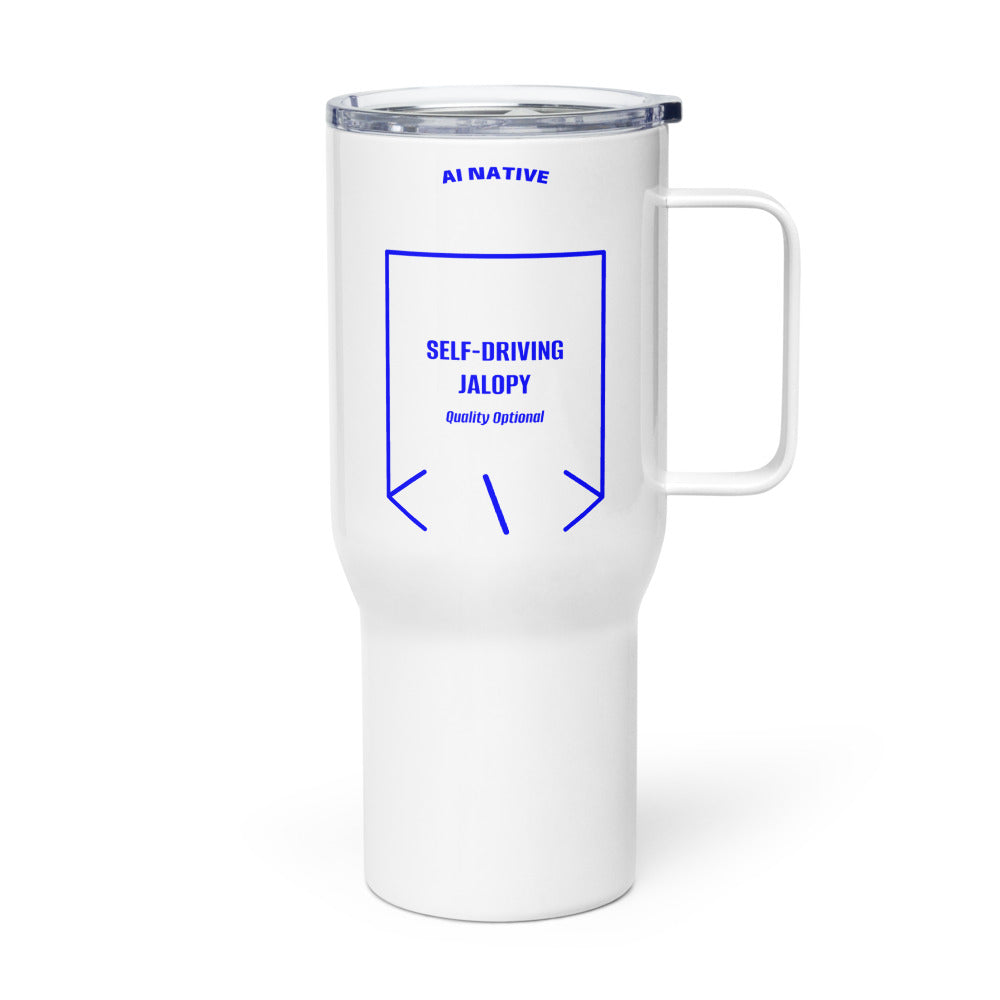 Self-Driving Jalopy — White Blue back mockup (25 oz)