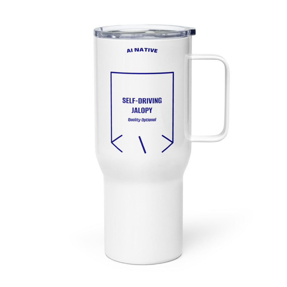 Self-Driving Jalopy — White Navy back mockup (25 oz)