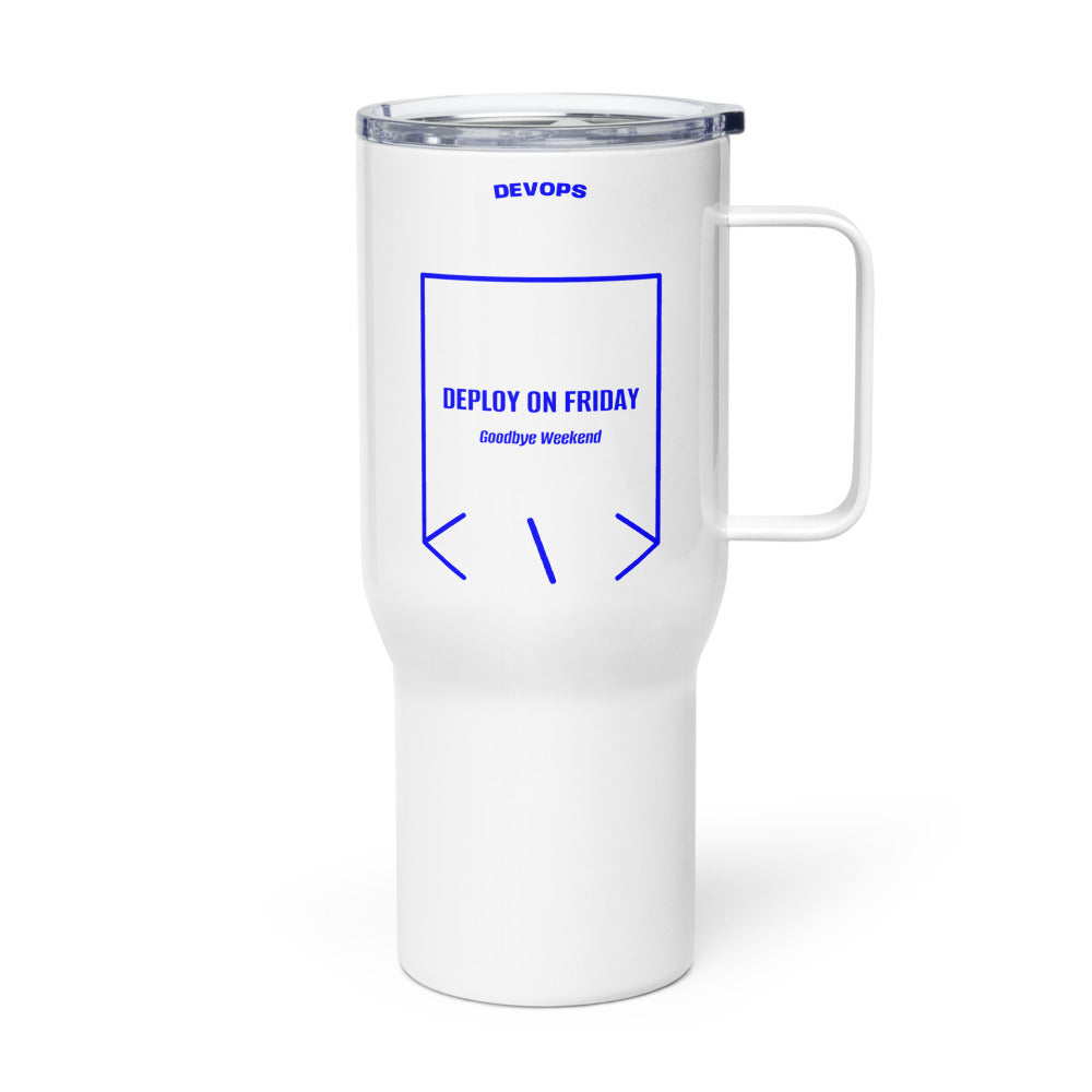 Deploy On Friday — White Blue back mockup (25 oz)