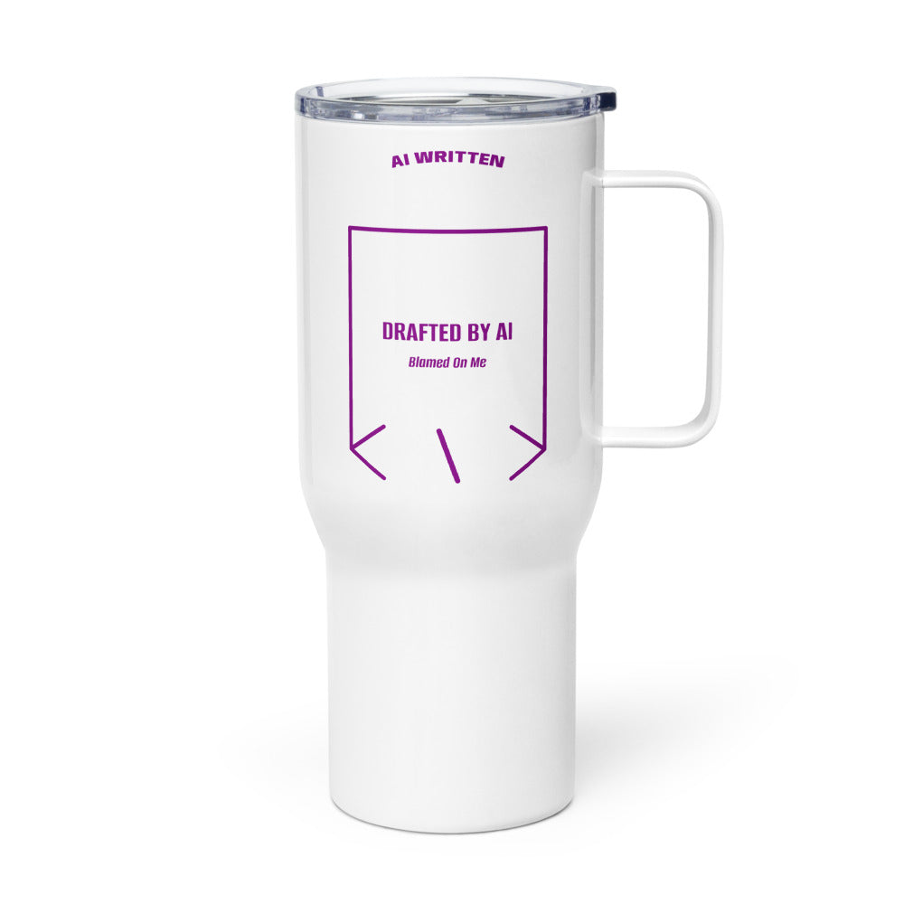 Drafted By AI — White Purple back mockup (25 oz)