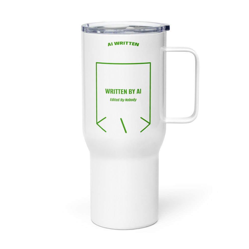 Written By AI — White Green back mockup (25 oz)