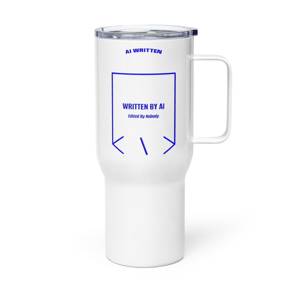 Written By AI — White Blue back mockup (25 oz)