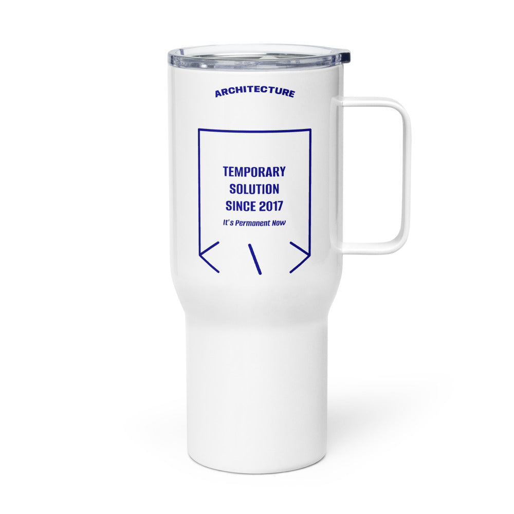 Temporary Solution Since 2017 — White Navy back mockup (25 oz)