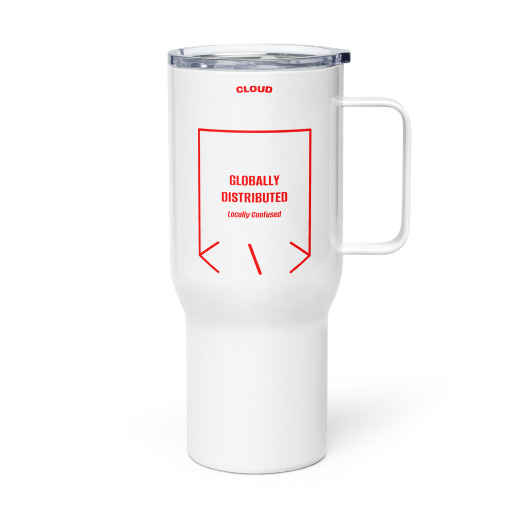 Globally Distributed — White Red back mockup (25 oz)