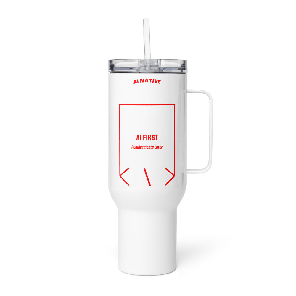 AI First — White Red back mockup (40 oz)